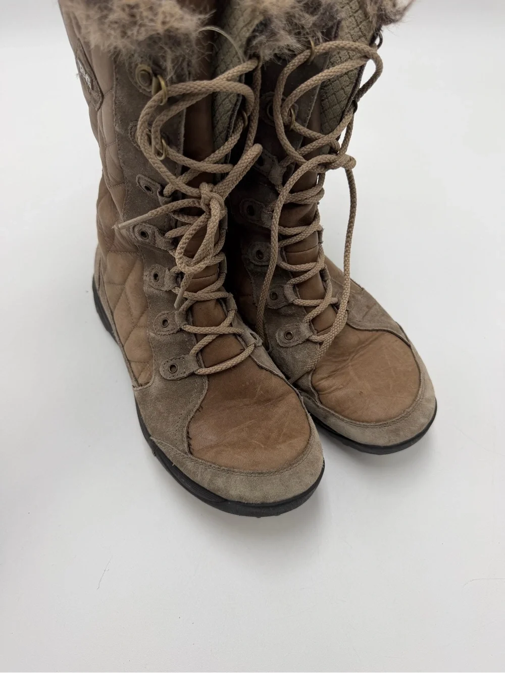 Teva Lenawee Leather Waterproof Tall Womens Winter Boots Brown US Size 9